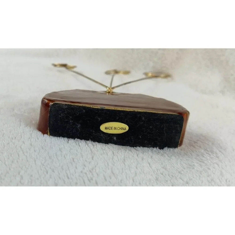 Enameled Miniature Purse Photo Card Holder Paperweight Decorative Brown Copper